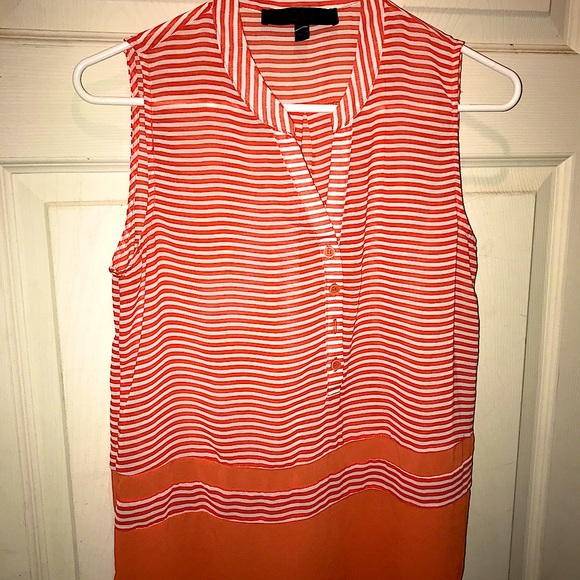 Ovi Sleeveless Orange & White Stripped Blouse - Picture 1 of 3